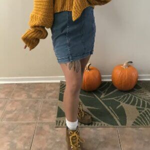Vintage Free People Denim Jean Skirt Casual Modern‎ Fitted Bodycon Femme 90's